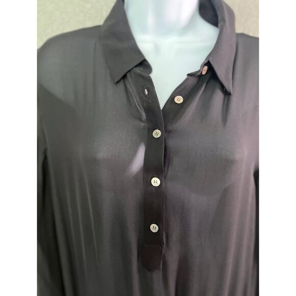Haute Hippie Shirt Mini Dress M Black Silk Blend Sequin Beads Evening Party NWOT - Picture 4 of 11